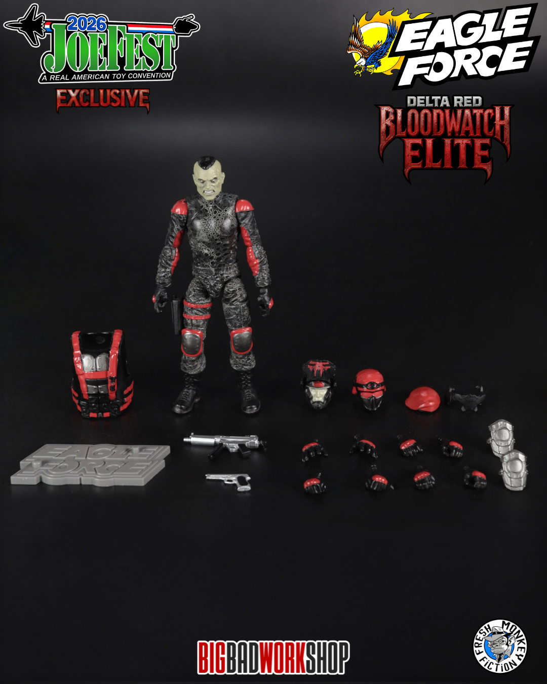 BigBadWorkShop Fresh Monkey Fiction Operation: Monster Force Delta Red Bloodwatch Elite 1/18 Scale JoeFest 2026 Exclusive Action Figure - View 9