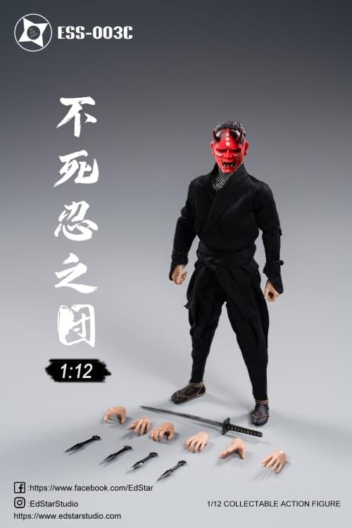 EdStar Studio Undead Ninja Army Oni Mask 1/12 Scale Figure (Black Ver.) - View 5