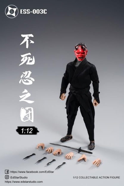 EdStar Studio Undead Ninja Army Oni Mask 1/12 Scale Figure (Black Ver.) - View 5