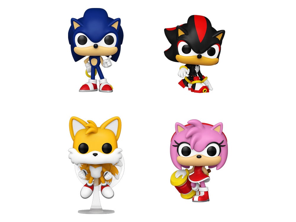 Funko Pop! Games Sonic the Hedgehog Four-Pack Sonic with Ring, Tails, Amy, Shadow Glow-in-the-Dark - View 2