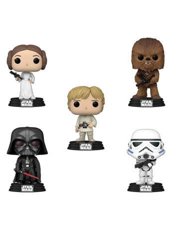 Funko Pop! Star Wars Luke Skywalker, Princess Leia, Chewbacca, Darth Vader and Stormtrooper Vinyl Figure Five-Pack