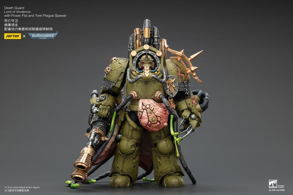 JoyToy Warhammer 40,000 Death Guard Lord of Virulence with Power Fist and Twin Plague Spewer 1/18 Scale Action Figure - View 4