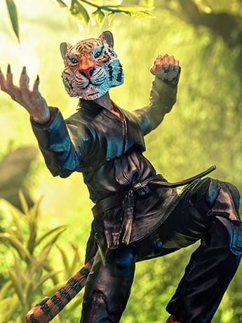 Icon Heroes Zoo Jitsu Fighters Tiago the Tiger Black Gi Action Figure
