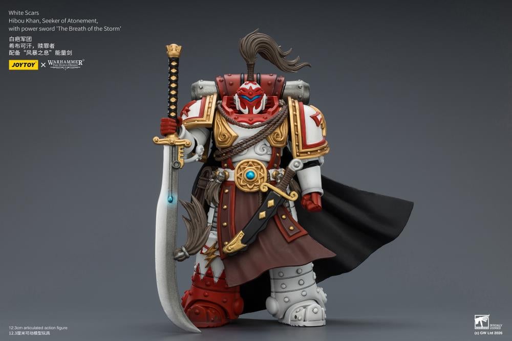 JoyToy Warhammer The Horus Heresy White Scars Hibou Khan Seeker of Atonement with The Breath of the Storm Powersword 1/18 Scale Action Figure - View 5