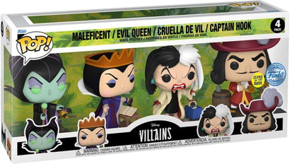 Funko Pop! Disney Villains Four-Pack Exclusive with Maleficent, Evil Queen, Cruella and Captain Hook - View 3