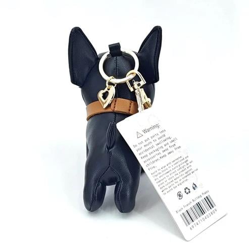 Locker Toys Leasholic Bulldog (Black) Leather Plush Charm, 5.5-Inch - View 5