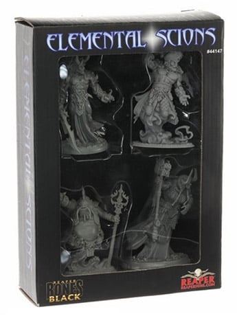 Reaper Miniatures Bones Black Elemental Scions Miniatures Set (Air, Earth, Water, Fire)