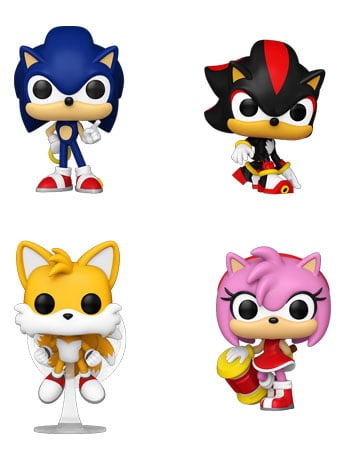 Funko Pop! Games Sonic the Hedgehog Four-Pack Sonic with Ring, Tails, Amy, Shadow Glow-in-the-Dark