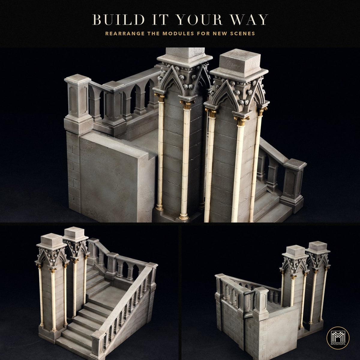 MMMToys Gothic Cathedral Staircase 1/12 Scale Resin Diorama - View 6