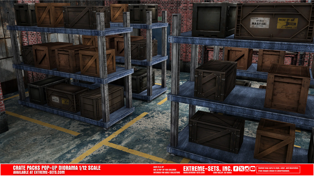 Extreme-Sets Multiverse Collection Rustic Crate Pack 1/12 Scale Cardboard Pop-Up Diorama - View 6