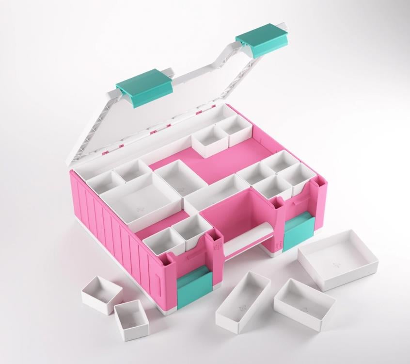 Gamegenic Game Castle (Pink/White/Teal) Storage Box for Board Games - View 14