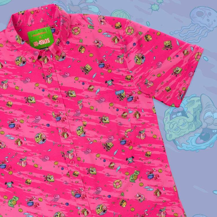 RSVLTS SpongeBob SquarePants Krusty Bobs Short Sleeve Button Up Shirt in KUNUFLEX Stretch - View 3