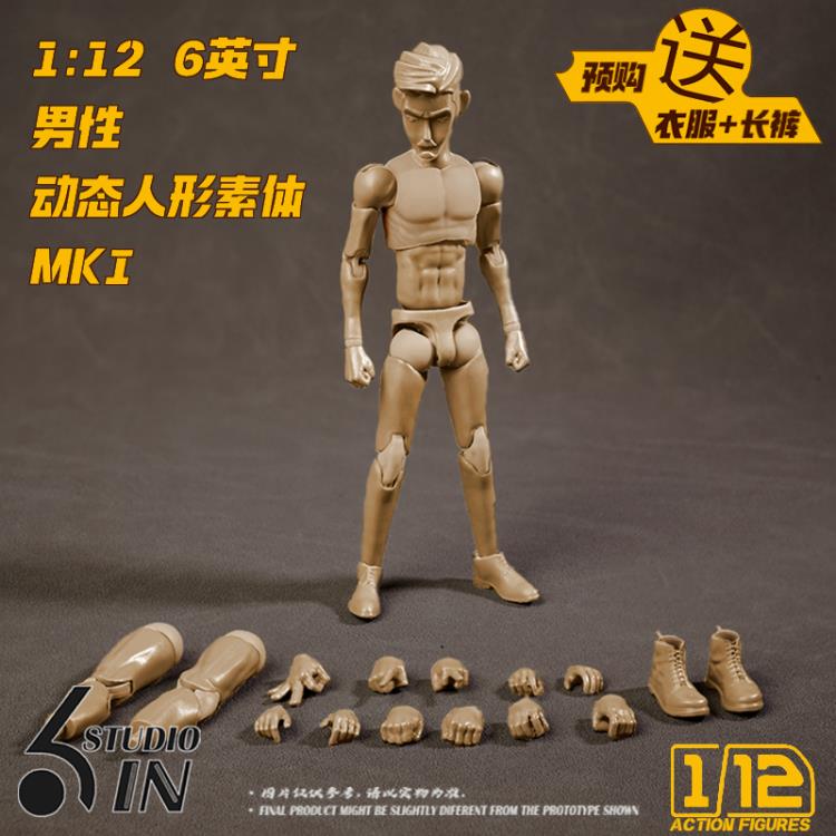6in Studio 1/12 Scale Male Body (MK I) Plastic Action Figure Base Body - View 6