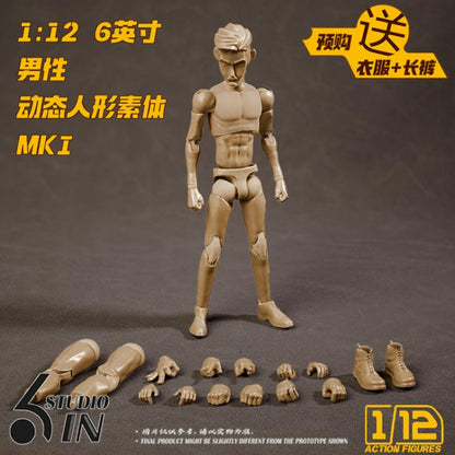6in Studio 1/12 Scale Male Body (MK I) Plastic Action Figure Base Body - View 6