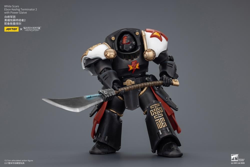 JoyToy Warhammer The Horus Heresy White Scars Ebon Keshig Terminator with Power Glaive 1/18 Scale Action Figure (Ver. 2) - View 9