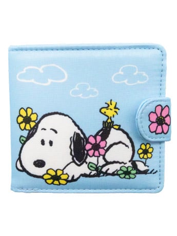 Whatever Peanuts Sherbet Spring Snoopy and Woodstock Padded Nylon Bi-Fold Wallet