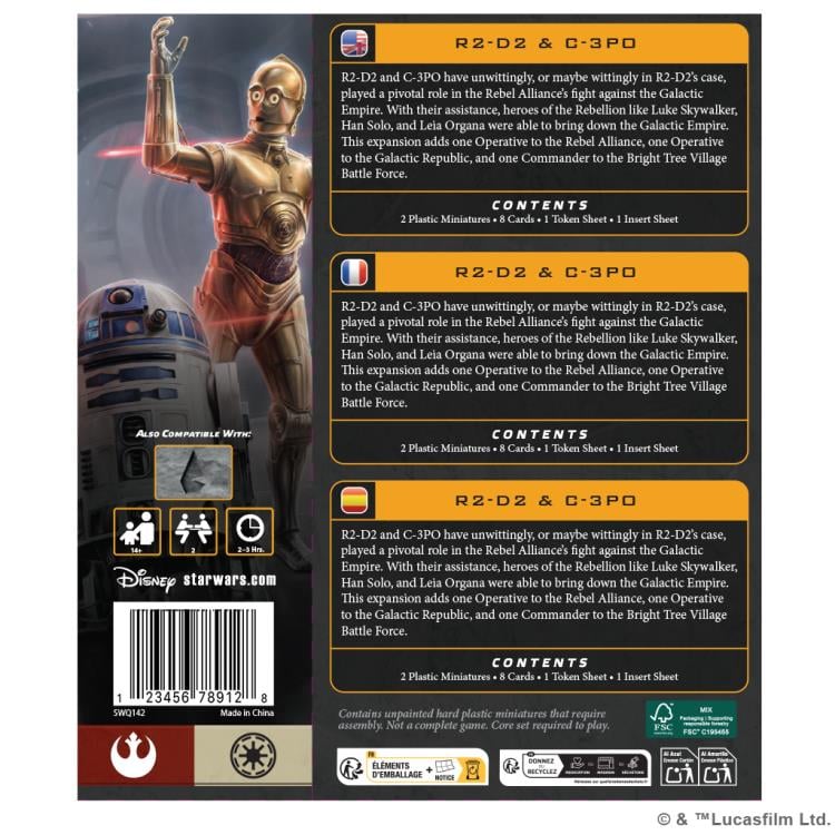 Atomic Mass Games Star Wars: Legion R2-D2 and C-3PO Expansion Plastic Miniatures - View 3