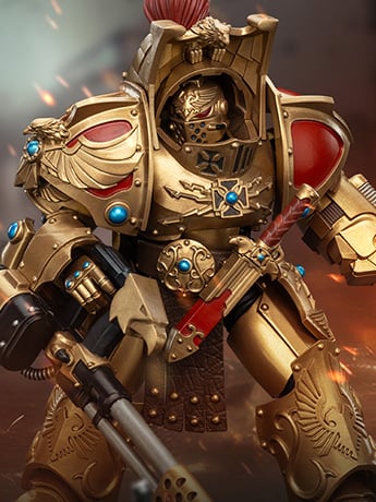 JoyToy Warhammer The Horus Heresy Legio Custodes Aquilon Terminator Squad Aquilon with Infernus Firepike 1/18 Scale Action Figure