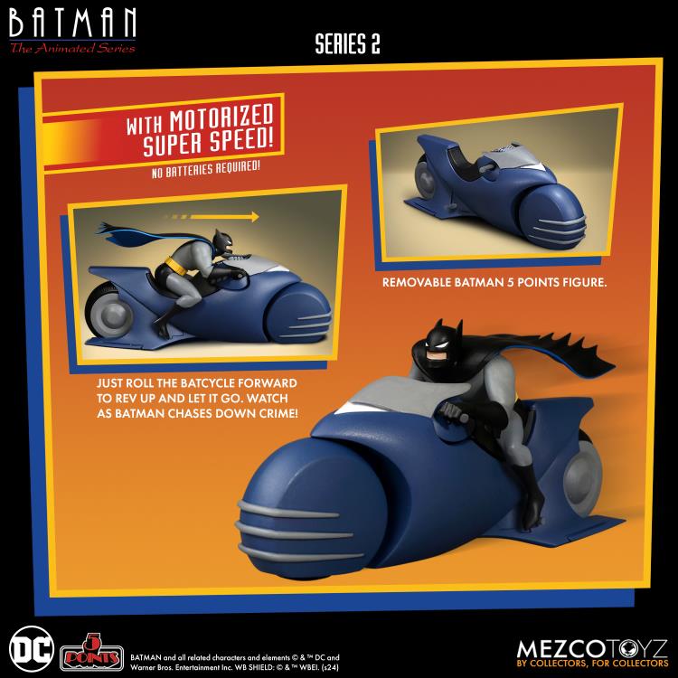 Mezco Toyz 5 Points Batman: The Animated Series Batman and Batcycle Figure Set - View 5