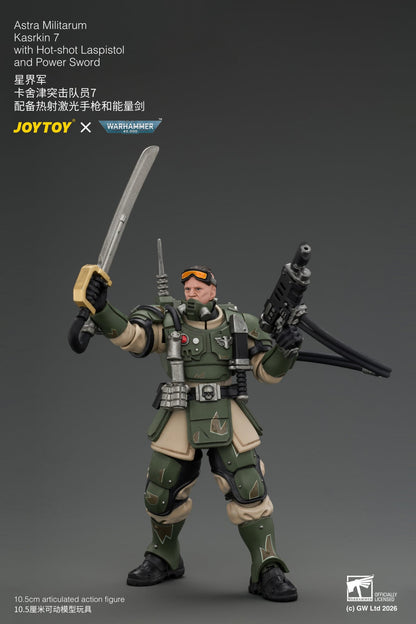 JoyToy Warhammer 40,000 Astra Militarum Kasrkin 7 with Hot-shot Laspistol and Power Sword 1/18 Scale Action Figure - View 9