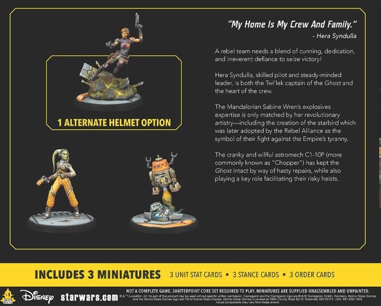 Atomic Mass Games Star Wars: Shatterpoint Make the Impossible Possible Squad Pack with Hera Syndulla, Sabine Wren and Chopper - View 3