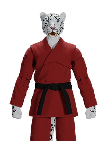 Icon Heroes Zoo Jitsu Fighters Shadow the Snow Leopard Red Gi Action Figure