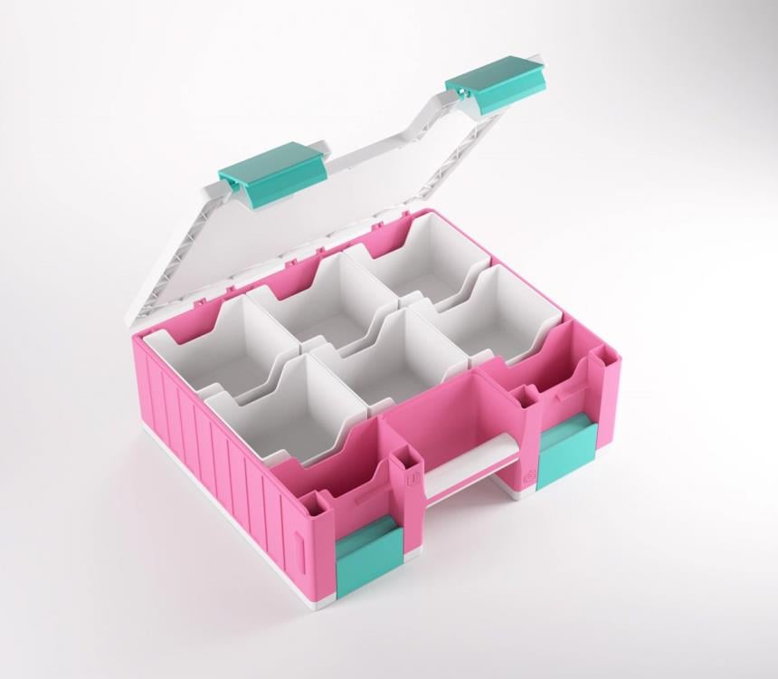 Gamegenic Game Castle (Pink/White/Teal) Storage Box for Board Games - View 10