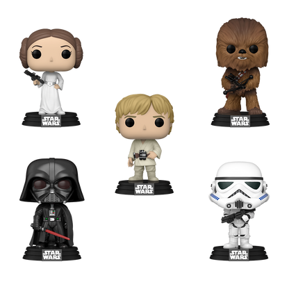 Funko Pop! Star Wars Luke Skywalker, Princess Leia, Chewbacca, Darth Vader and Stormtrooper Vinyl Figure Five-Pack - View 4