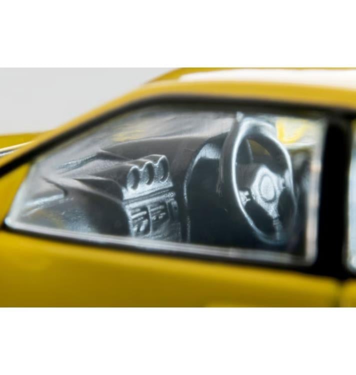 Tomytec Tomica Limited Vintage LV-N365a 1998 Nissan Skyline 2-Door Sports Coupe 25GT Turbo with Optional Parts (Yellow) 1/64 Scale Model - View 7