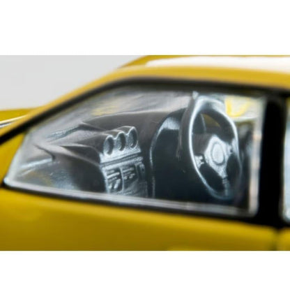 Tomytec Tomica Limited Vintage LV-N365a 1998 Nissan Skyline 2-Door Sports Coupe 25GT Turbo with Optional Parts (Yellow) 1/64 Scale Model - View 7