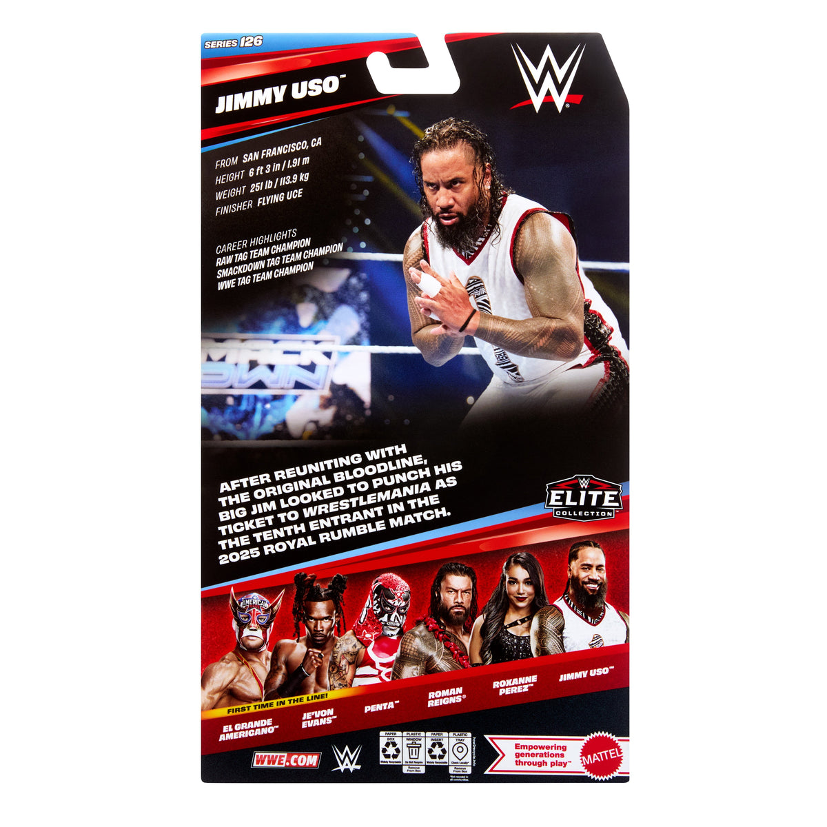 Mattel WWE Elite Collection Series 126 Jimmy Uso Action Figure - View 9