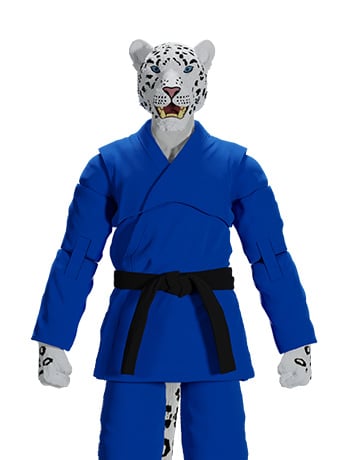 Icon Heroes Zoo Jitsu Fighters Shadow the Snow Leopard Blue Gi Action Figure