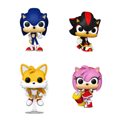 Funko Pop! Games Sonic the Hedgehog Four-Pack Sonic with Ring, Tails, Amy, Shadow Glow-in-the-Dark - View 8