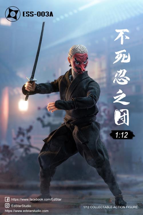 EdStar Studio Undead Ninja Army Tengu Mask 1/12 Scale Figure (Black Ver.) - View 3