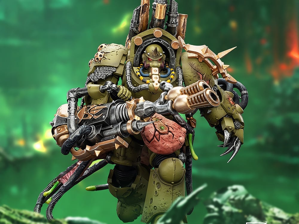 JoyToy Warhammer 40,000 Death Guard Lord of Virulence with Power Fist and Twin Plague Spewer 1/18 Scale Action Figure - View 2