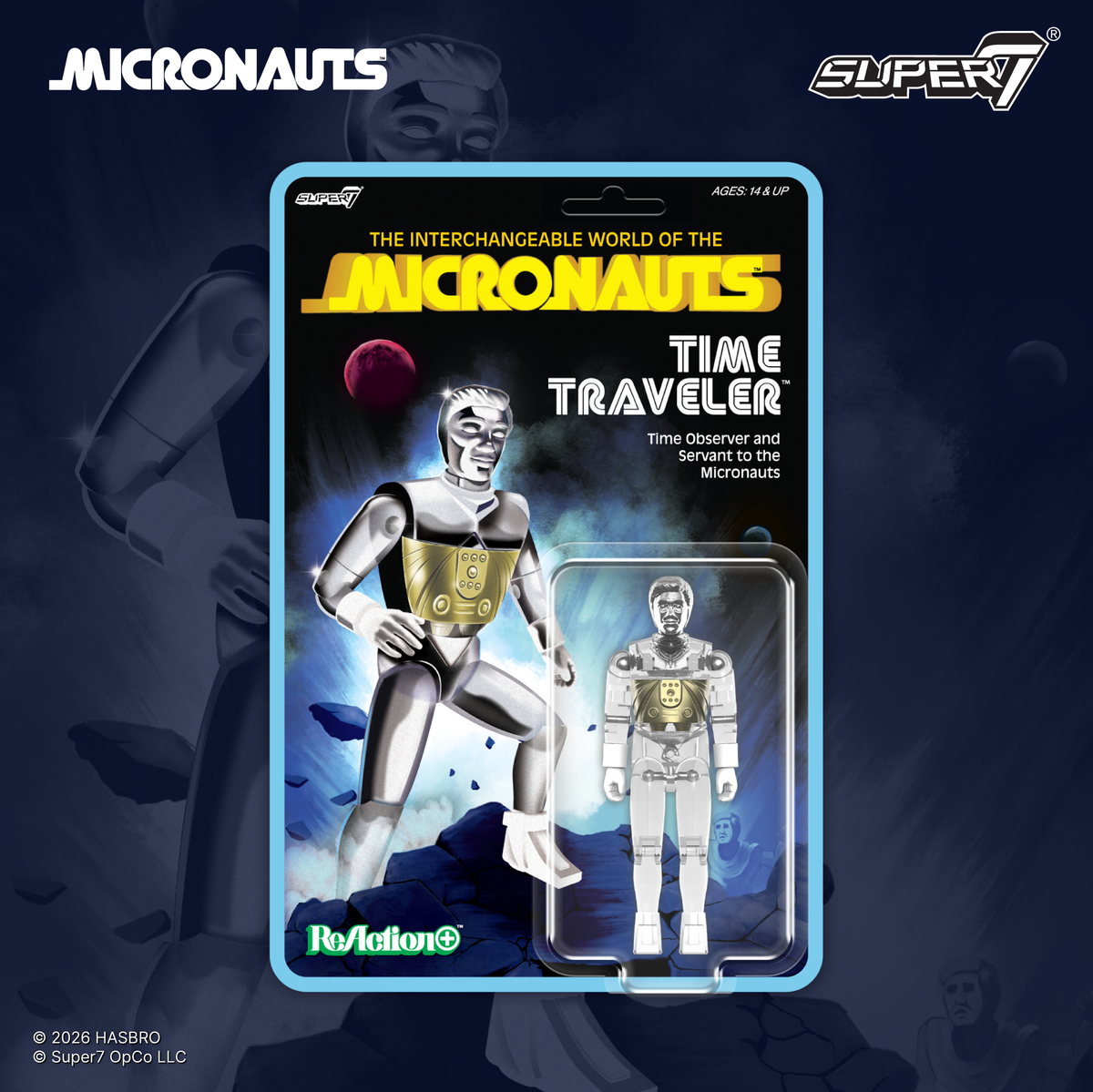 Super7 Micronauts ReAction+ Time Traveler (Translucent Clear) Action Figure - View 3