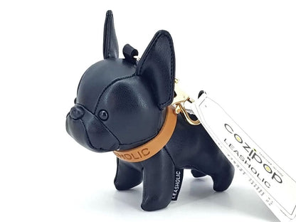 Locker Toys Leasholic Bulldog (Black) Leather Plush Charm, 5.5-Inch - View 2