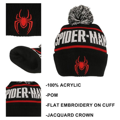 Bioworld Marvel Spider-Man Logo Black Cuff Beanie Hat in Acrylic - View 8