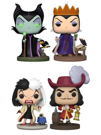 Funko Pop! Disney Villains Four-Pack Exclusive with Maleficent, Evil Queen, Cruella and Captain Hook