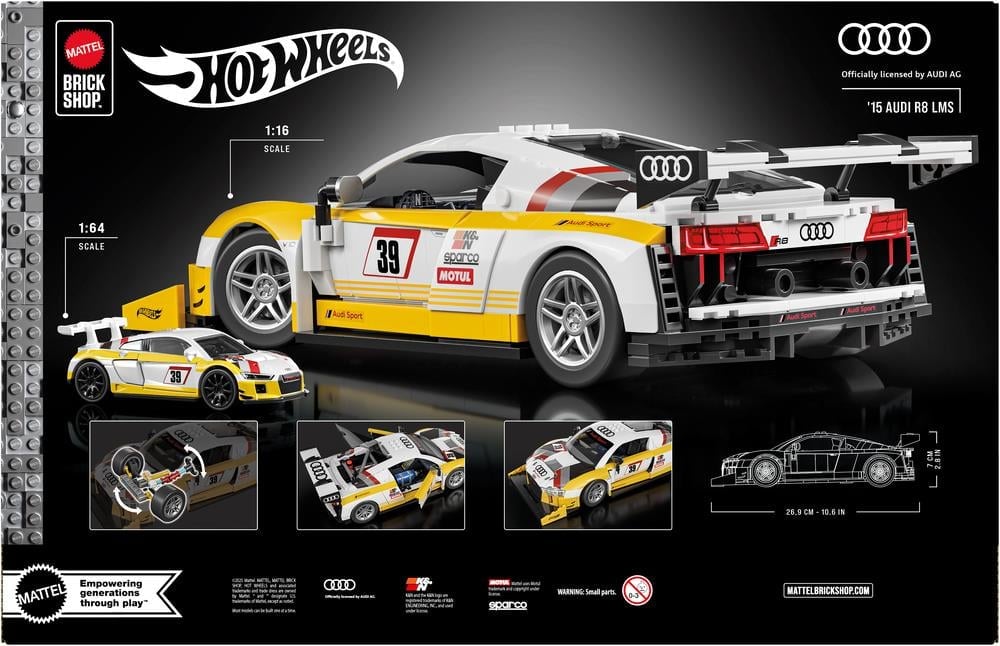 Hot Wheels Elite Series Mattel Brick Shop '15 Audi R8 LMS 1/16 Scale Building Set - View 9