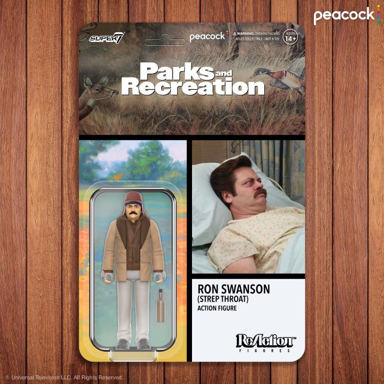 Super7 Parks and Recreation ReAction Ron Swanson Strep Throat Figure - View 5