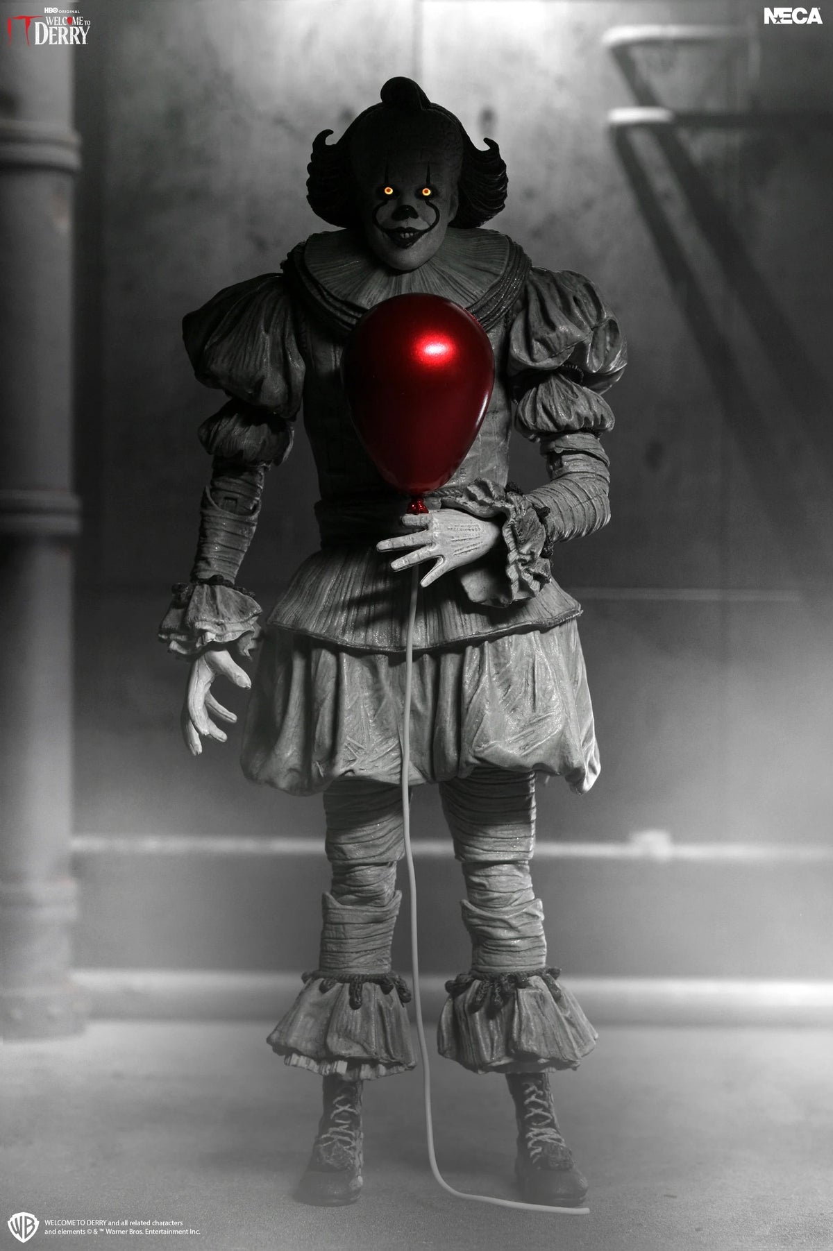 NECA IT: Welcome to Derry Ultimate Pennywise Action Figure (Black and White Ver.) - View 3