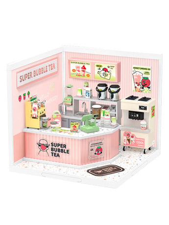 Rolife Super Creator DIY Super Store Double Joy Bubble Tea Model Kit, 6-Inch
