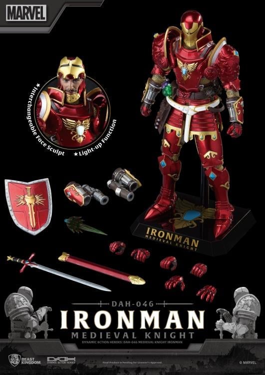 Beast Kingdom Marvel Dynamic 8ction Heroes DAH-046 Medieval Knight Iron Man Action Figure, 8-Inch - View 7