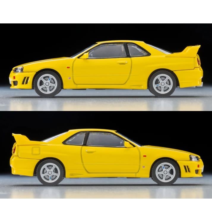 Tomytec Tomica Limited Vintage LV-N365a 1998 Nissan Skyline 2-Door Sports Coupe 25GT Turbo with Optional Parts (Yellow) 1/64 Scale Model - View 4