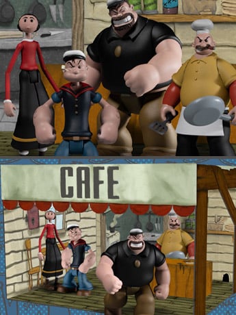 Mezco Toyz Popeye Classic Comic Strip 5 Points Deluxe Boxed Set with Bluto and Olive Oyl