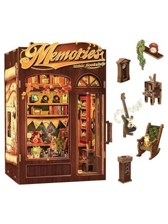 Robotime Memories Music Bookshop Book Nook Miniature Scene Model Kit