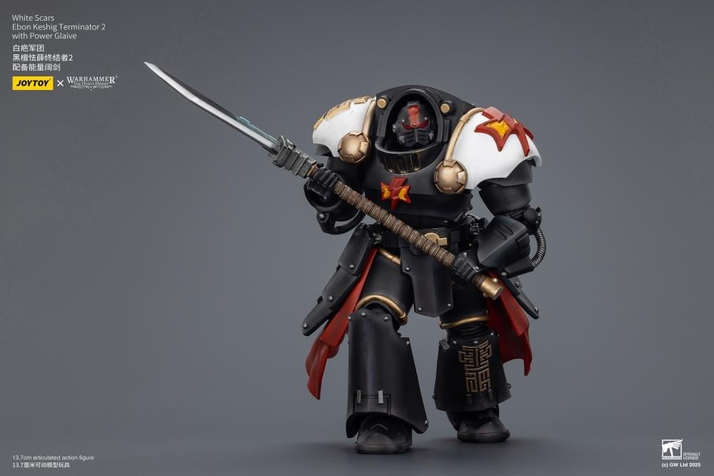 JoyToy Warhammer The Horus Heresy White Scars Ebon Keshig Terminator with Power Glaive 1/18 Scale Action Figure (Ver. 2) - View 10