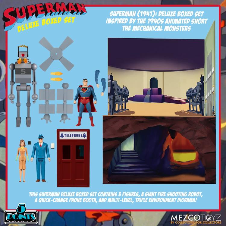 Mezco Toyz Superman: The Mechanical Monsters (1941) 5 Points Deluxe Boxed Set, 3.75-Inch - View 14