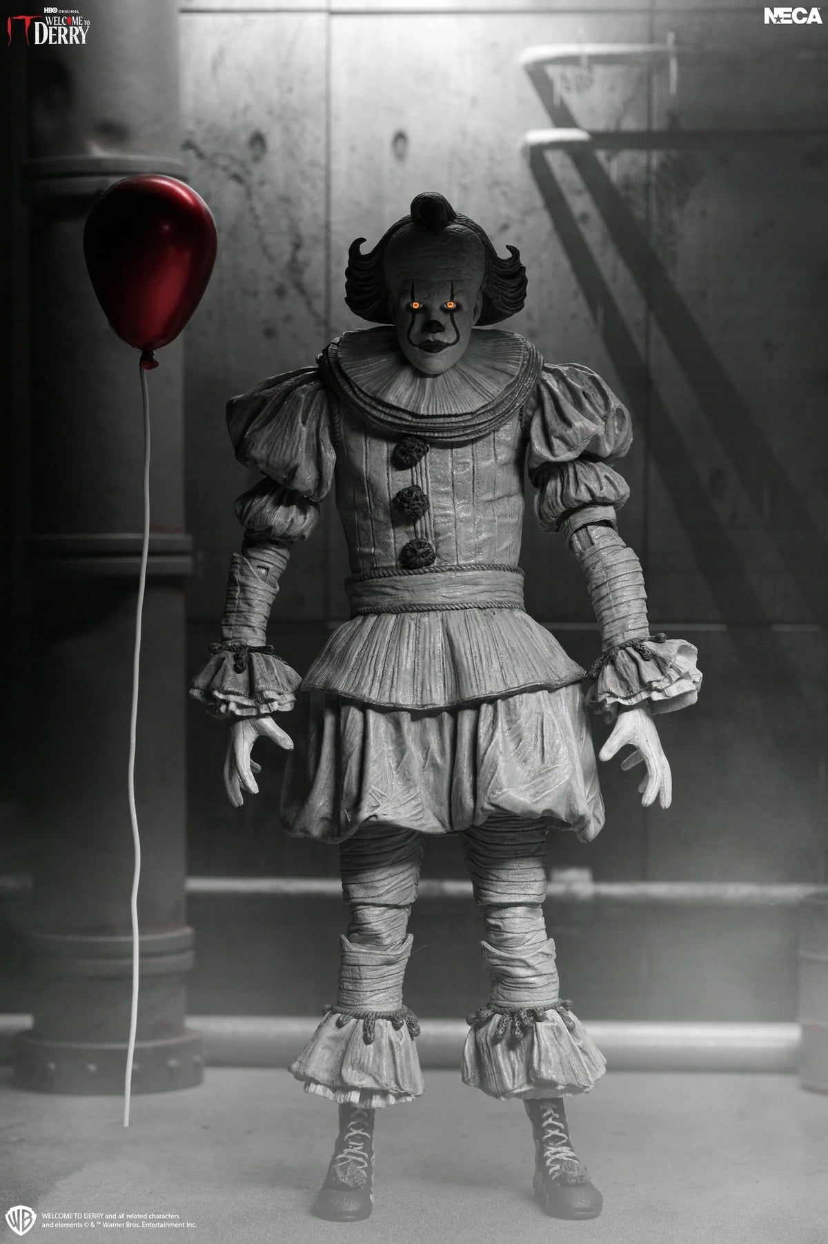 NECA IT: Welcome to Derry Ultimate Pennywise Action Figure (Black and White Ver.) - View 6